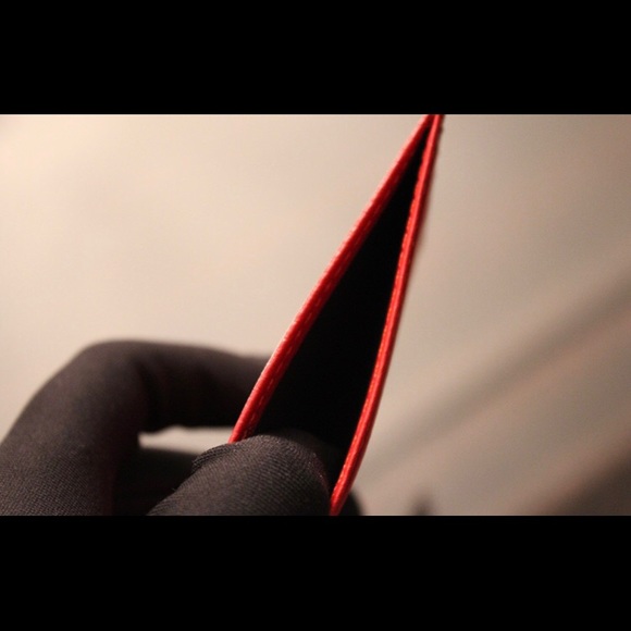 Genuine leather Red Card Holder Wallet - Picture 2 of 3